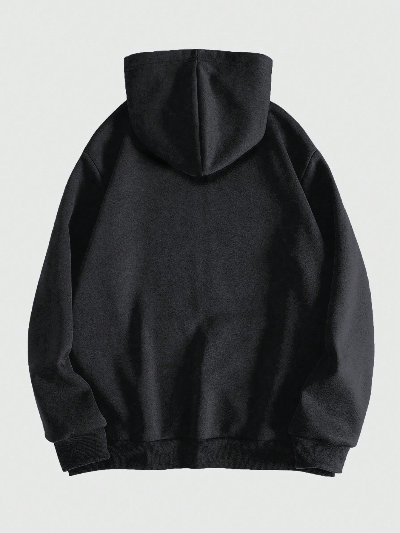 ROMWE MEN Grunge Punk Men's Skull Letter Print Zip Up Hoodie With Long Sleeve, School