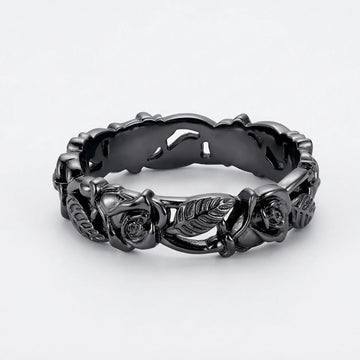 Moire Black Rose Statement Ring