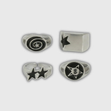 Moire Spiral Star Ring Set