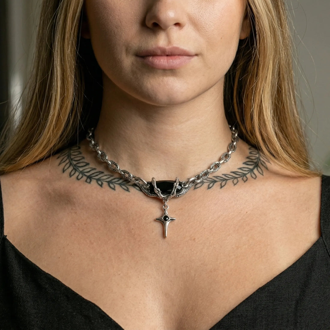 Moire Obsidian Spike Chain