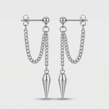 Moire Steel Spike Drop Earrings