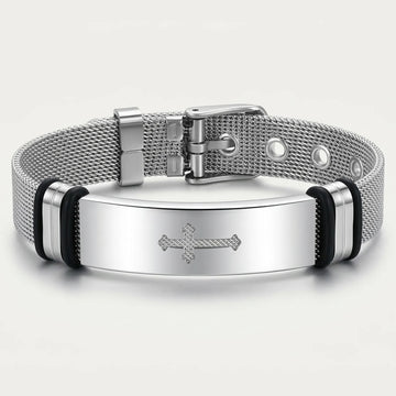 Bracelet en maille croix en acier moiré
