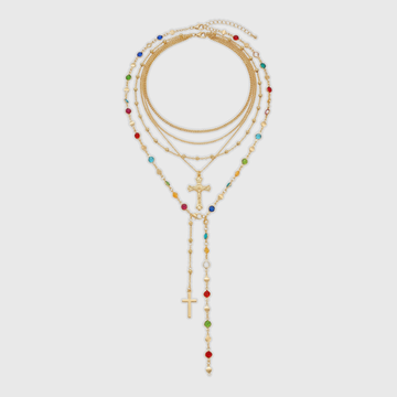 Moire Cross Luxe Layer Necklace Set