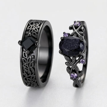 Moire Azure Zircon Ring Set