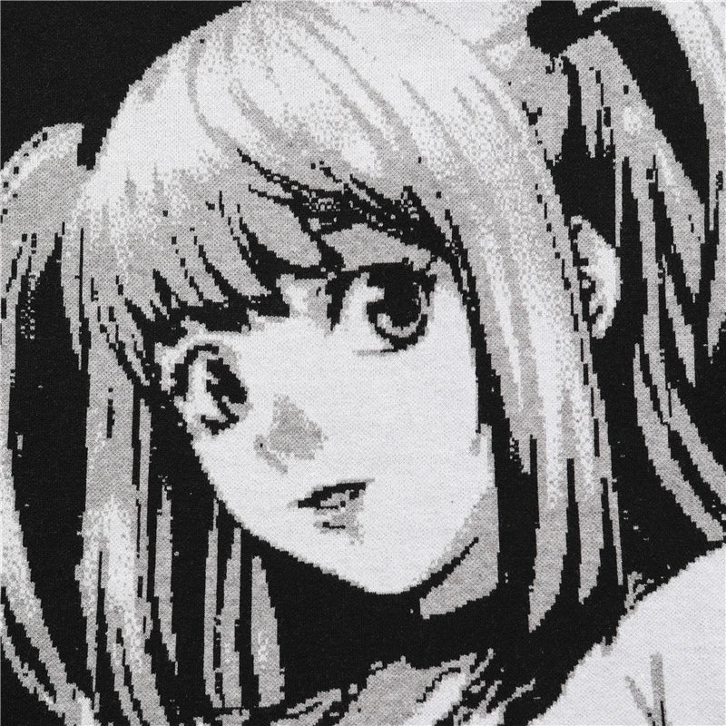 FGKKS Mens Hip Hop Streetwear Harajuku Sweater Vintage Japanese Style Anime Girl Knitted 2022 Cotton Pullover Sweaters Male