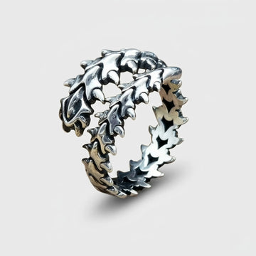 Moire Keel Spine Ring — Antique Silver Edge