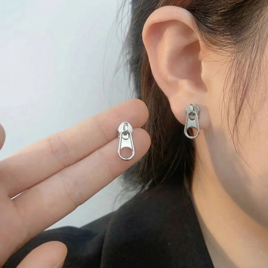 Moire Zipper Slider Earrings