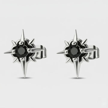 Moire Black CZ Star Studs
