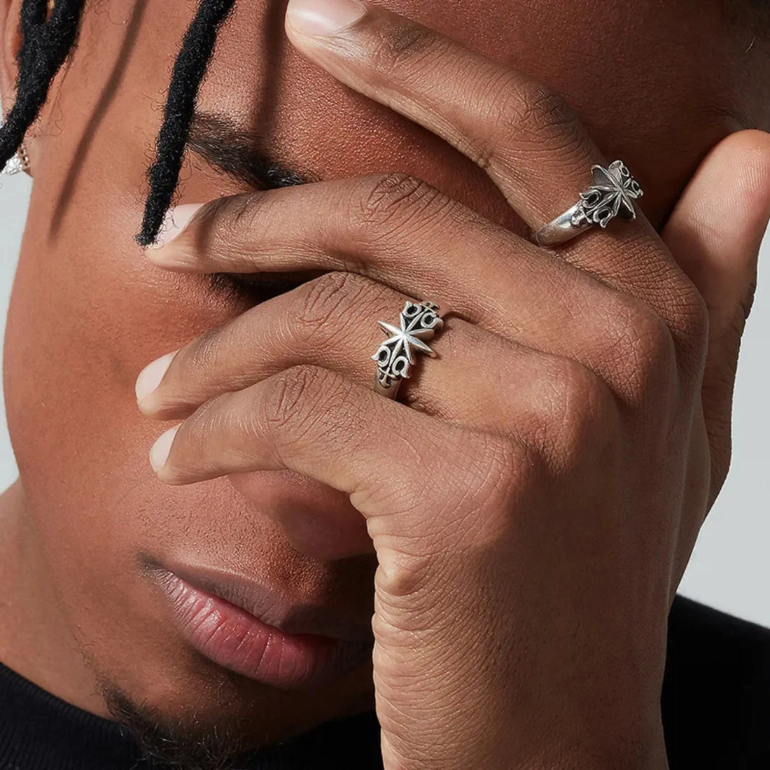 Moire Six Point Star Ring