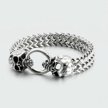 Bracelet en acier à double crâne moiré