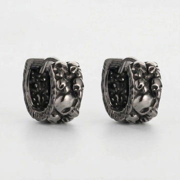 Moire Phantom Skull Hoop Earrings