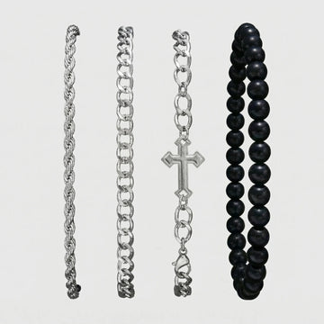 Ensemble de bracelets à pile de croix moirée