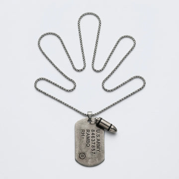 Moiré Combat Tag & Bullet Necklace