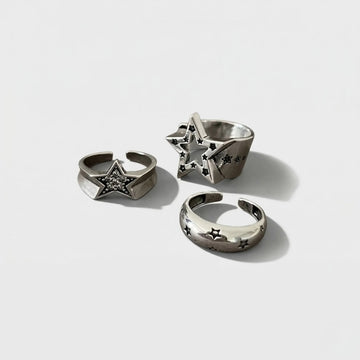 Moire Vintage Pentagram Star Ring — Y2K Gothic Edge
