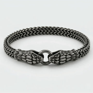 Moire Twin Serpent Steel Bracelet