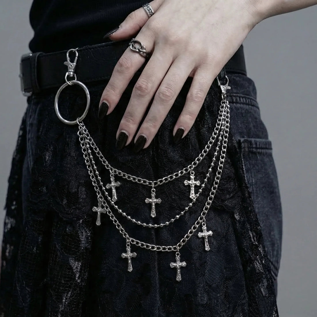 Moire Crosslink Y2K Chain Belt