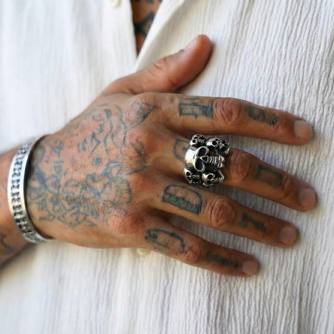 Moire Titan Skull Statement Ring