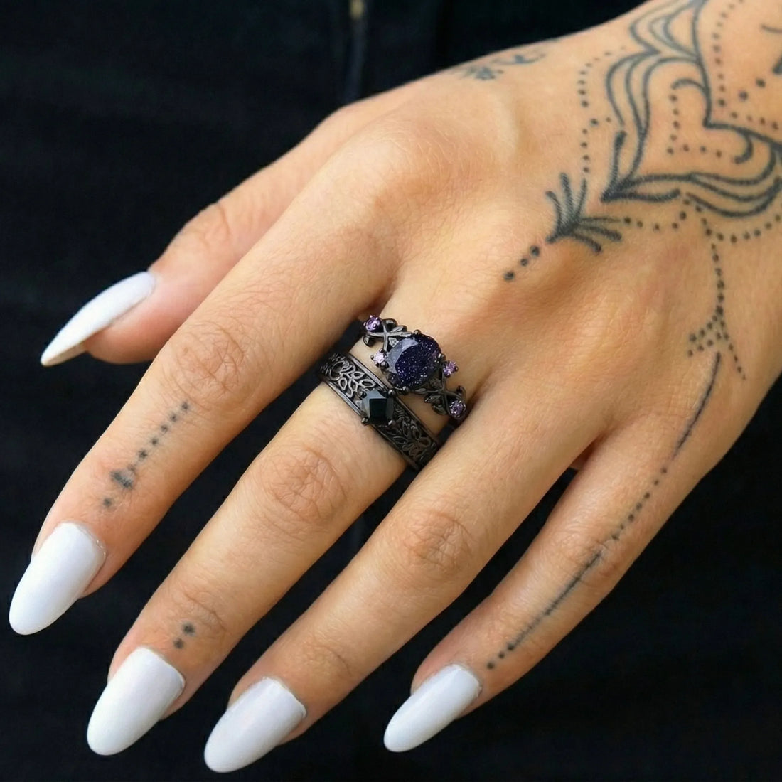 Moire Azure Zircon Ring Set