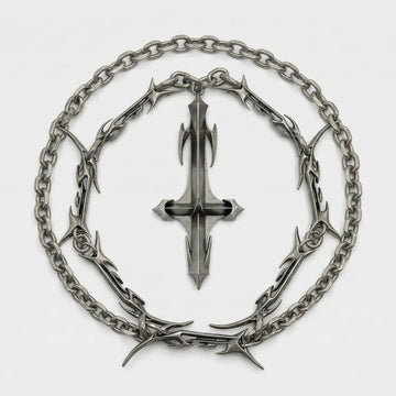 Moiré Cyber Cross Necklace