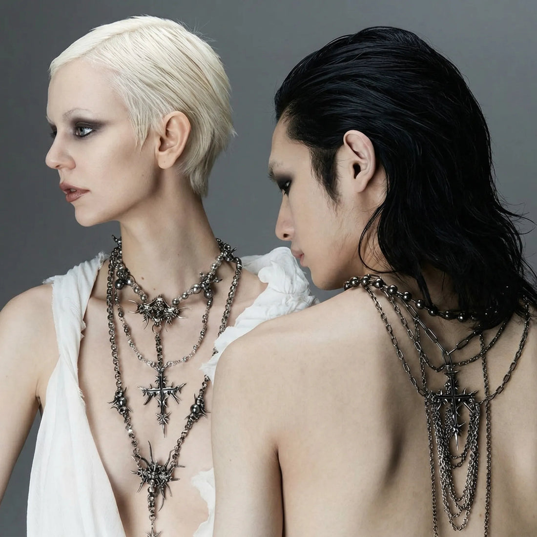 Moiré Cyber Cross Necklace