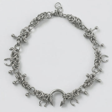 Moiré Rivet Horseshoe Necklace