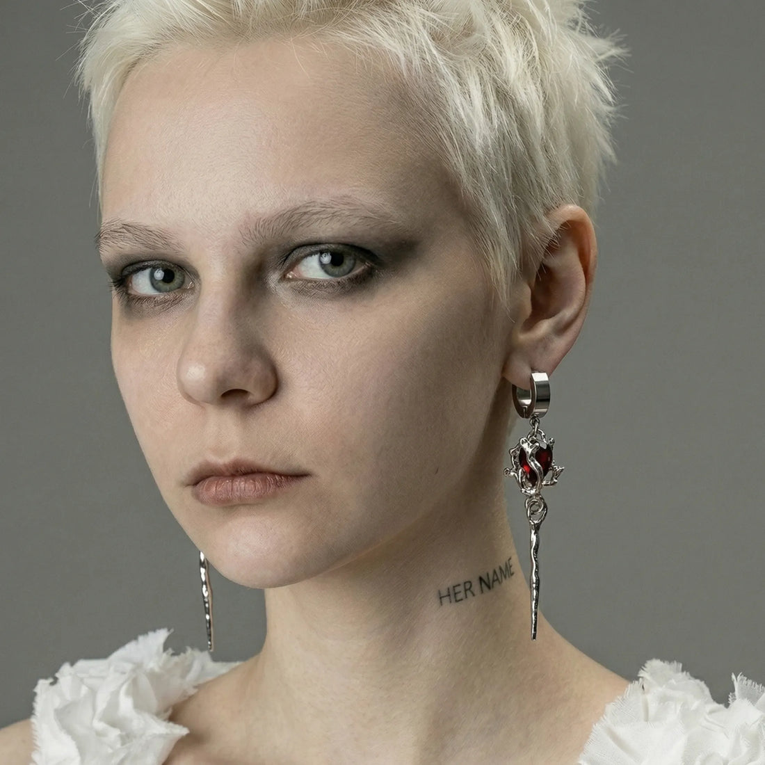 Moiré Blood Rose Hoops