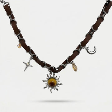 Moiré Celestial Spark Leather Choker