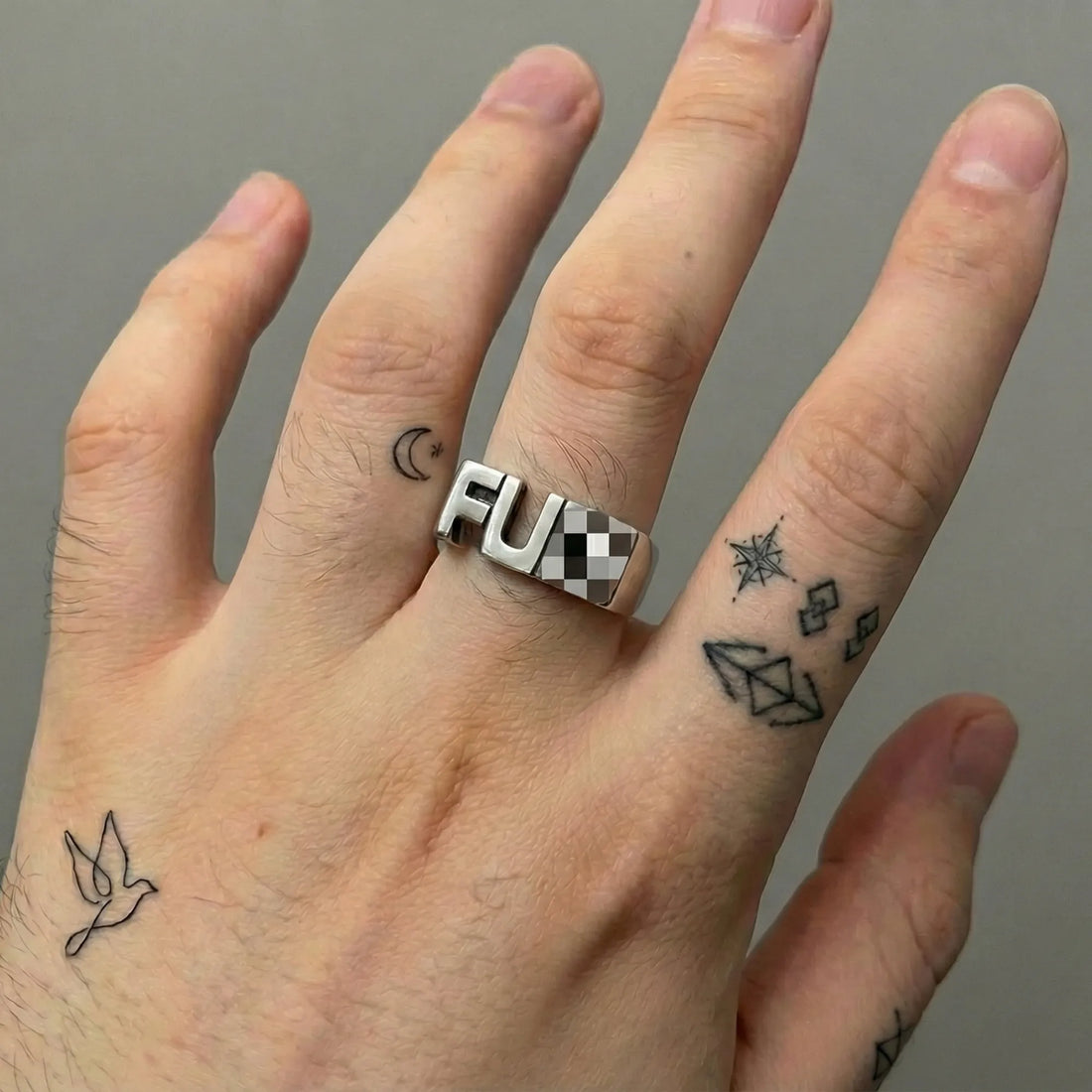 Moire Fu#k Letter Ring