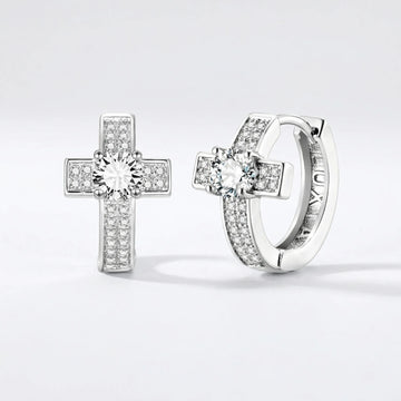 Moire Crystal Cross Huggies — Street Faith
