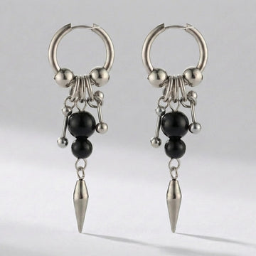 Moiré Spike & Pearl Hoops