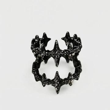 Moire Irregular Cross Star Ring — Y2K Crystal Edge