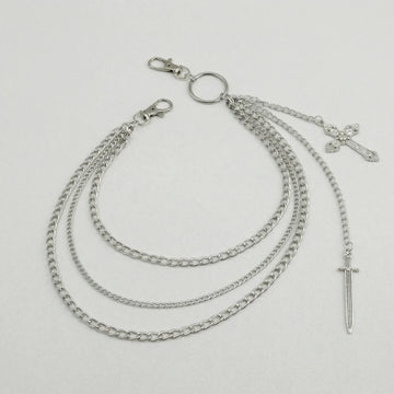 Moire Crosslayer Punk Pants Chain