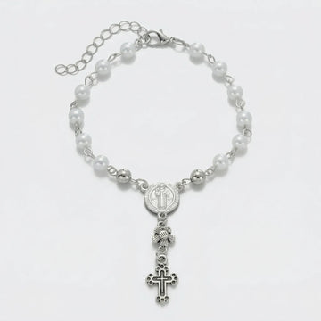 Moire Vintage Cross Prayer Bracelet