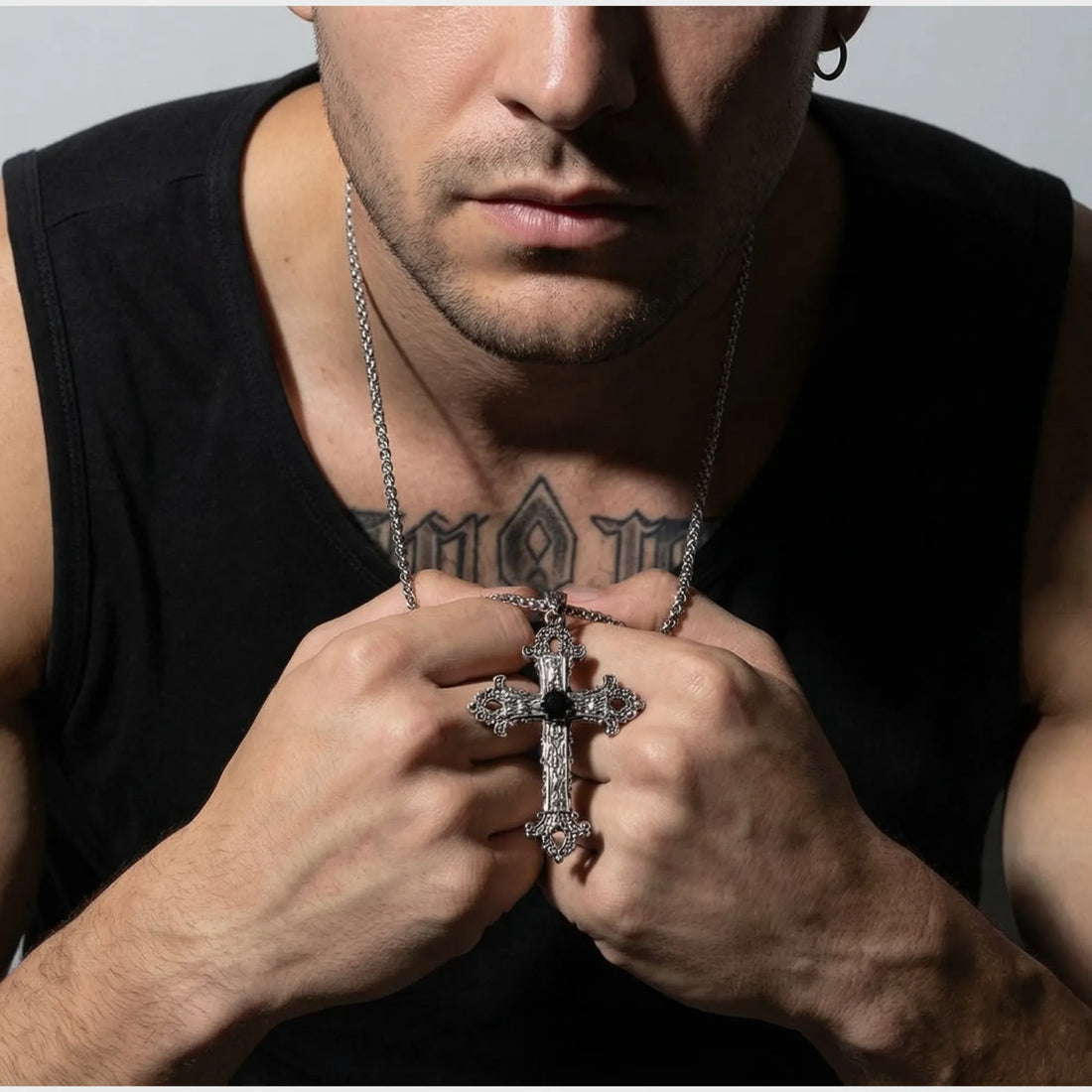 Moire Irregular Crystal Cross Chain