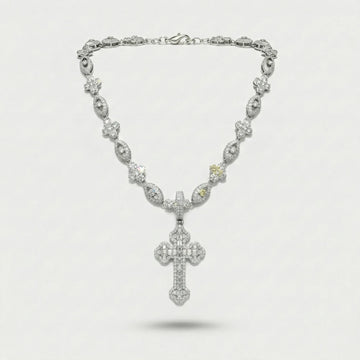 Moire Iced Eye Cross Tennis Chain