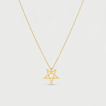 Moire Inverted Pentagram Steel Chain
