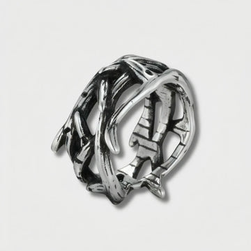 Moire Thorn Branch Steel Ring