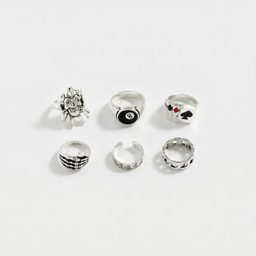 Moire Skull & Claw Vintage Ring Set (4PCS)