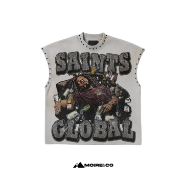 Moire Retro Punk Oversized Tee