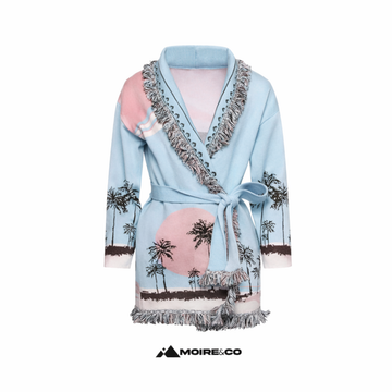 Moire Geometric Knit Cardigan