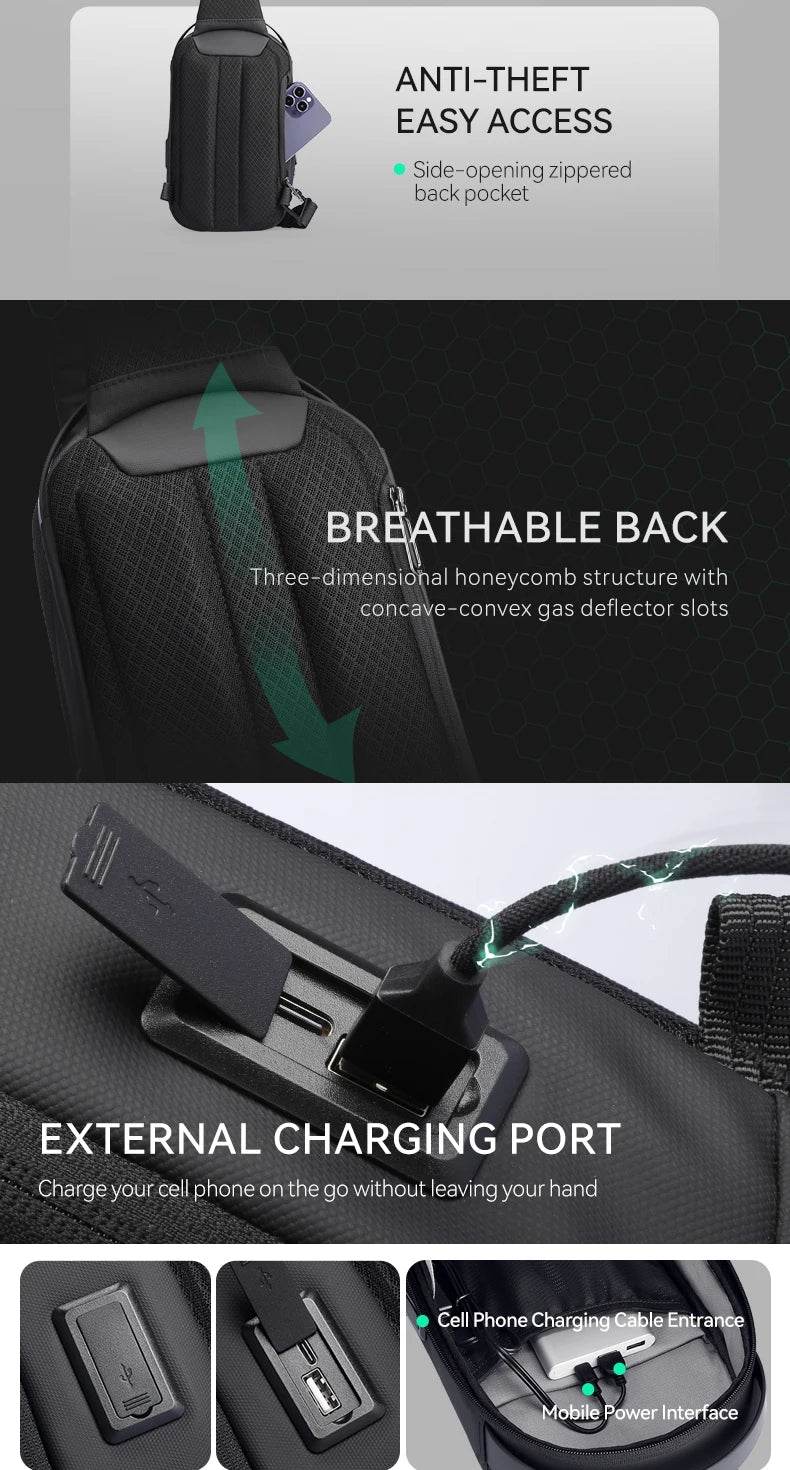 MarkRyden The Ratio Arc Mini:  Hard-shell Waterproof Daily Crossbody Bag USB Port