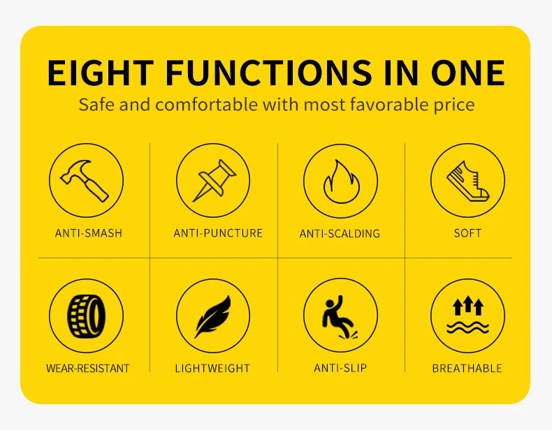 Men's Steel Toe Puncture Proof Anti-skid Work Safety Shoes, Breathable Industrial Construction Sneakers