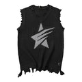 Men's Knitted Vest Summer Fashion Star Pattern Mesh Vest Casual Sleeveless Breathable Woolen Knit Ves Soft Top Men US Size