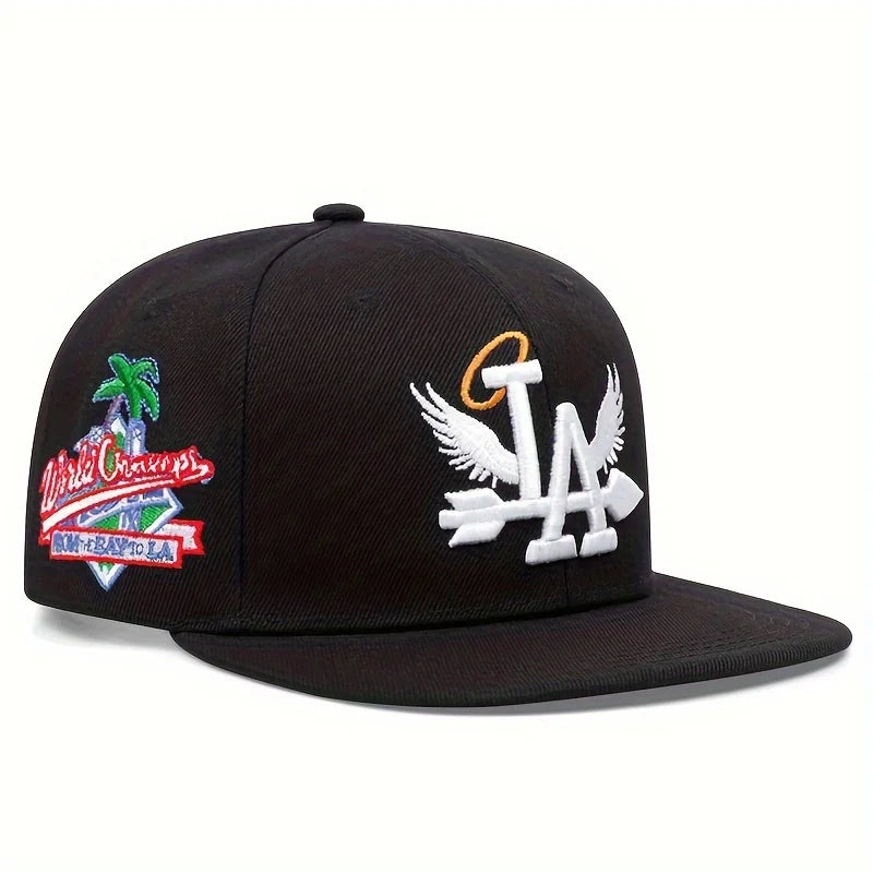 Fashion Unisex LA Embroidery Baseball Caps Los Angeles Snapback Hat Angel Wings Hip Hop Caps Outdoor Adjustable Casual Sun Hats