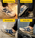Men's Steel Toe Puncture Proof Anti-skid Work Safety Shoes, Breathable Industrial Construction Sneakers