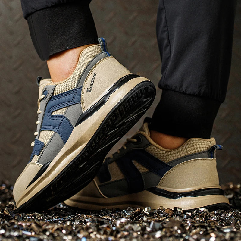 Men's Steel Toe Puncture Proof Anti-skid Work Safety Shoes, Breathable Industrial Construction Sneakers