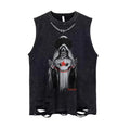 Y2K Men Clothing USA Style Street Spoof Print Cotton Vest Sleeveless T-shirt Summer Man Casual Sports Fitness Tank Top Techwear