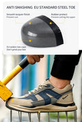 Men's Steel Toe Puncture Proof Anti-skid Work Safety Shoes, Breathable Industrial Construction Sneakers