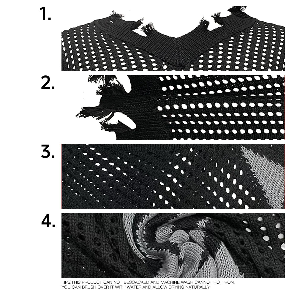 Men's Knitted Vest Summer Fashion Star Pattern Mesh Vest Casual Sleeveless Breathable Woolen Knit Ves Soft Top Men US Size