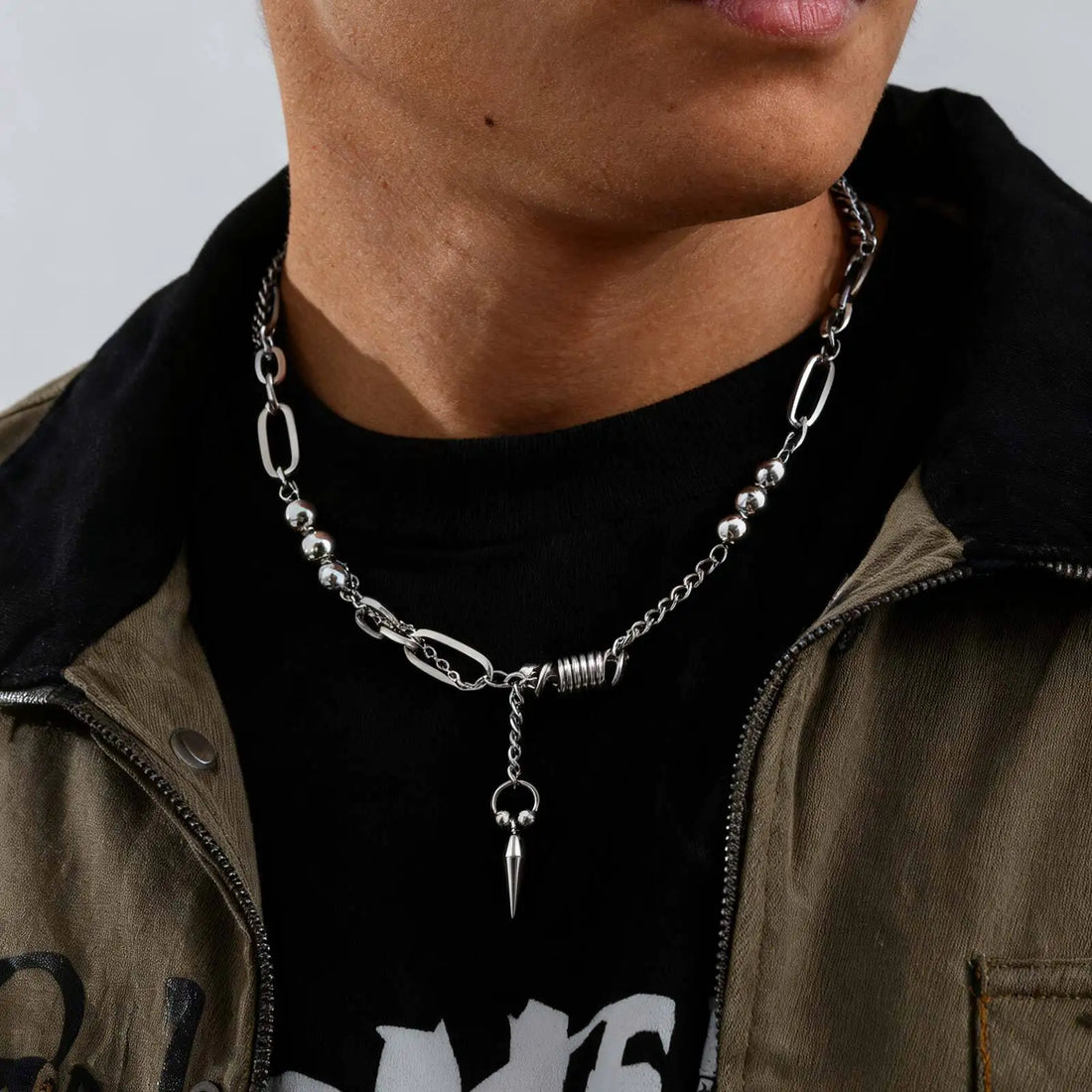 Moire Stainless Rivet Splice Choker
